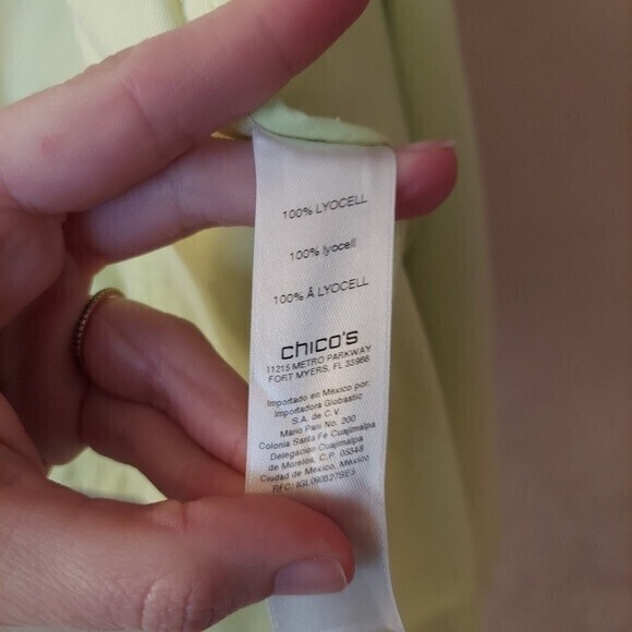 Chico’s Women’s Drape Front Jacket 3/4 Sleeve Zipper Yellow Green (1) Medium - Picture 2 of 7